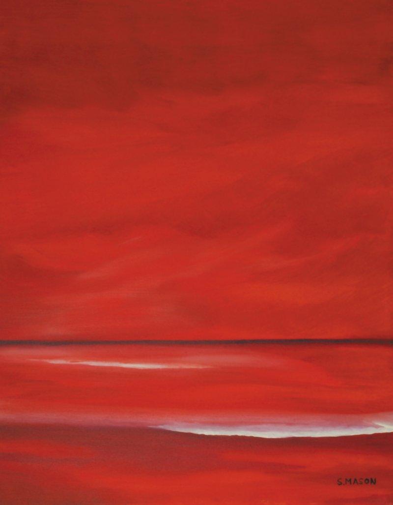 Original deals Red sky oil, painting