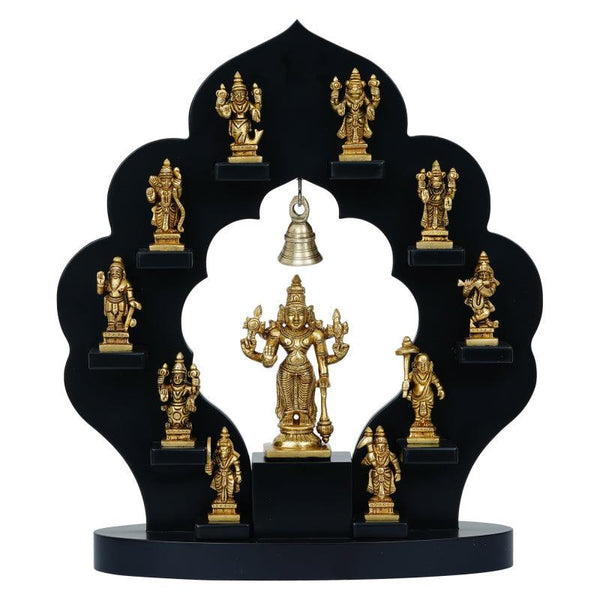 Religious handicraft titled '10 Avatars Of Lord Vishnu', 15x13x4 inches, by artist Brass Handicrafts on Brass