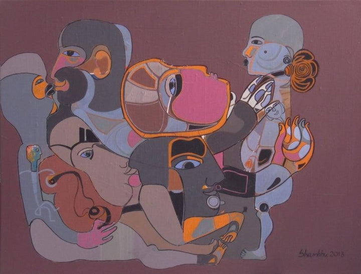 Figurative acrylic painting titled '114', 30x40 inches, by artist Shambhu Prasad Reddy Kolli on canvas