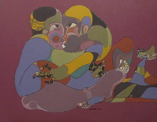 contemporary acrylic painting titled '129', 48x36 inches, by artist Shambhu Prasad Reddy Kolli on Canvas