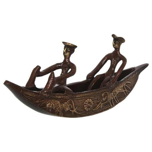 Figurative handicraft titled '2 Men In Boat', 13x5x2 inches, by artist Brass Handicrafts on Brass