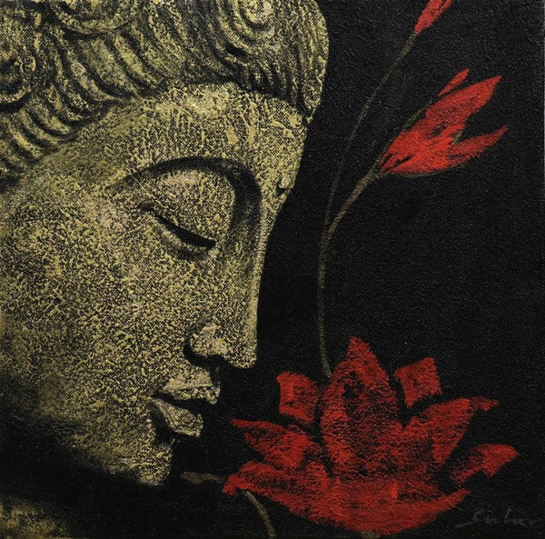 Figurative acrylic painting titled '3', 12x12 inches, by artist Sulakshana Dharmadhikari on Canvas