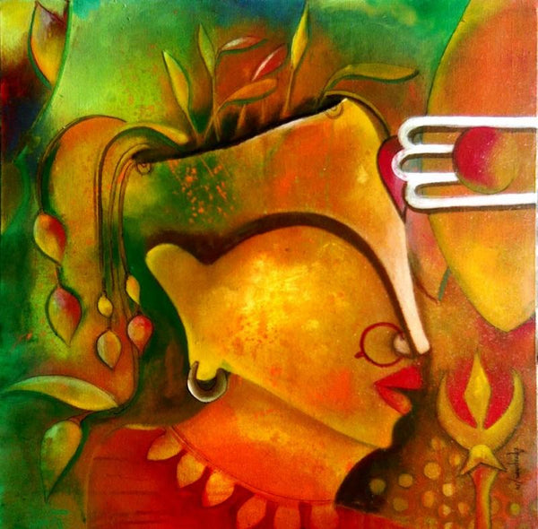 Abstract acrylic painting titled '3rd Eye', 24x24 inches, by artist Anupam Pal on Canvas