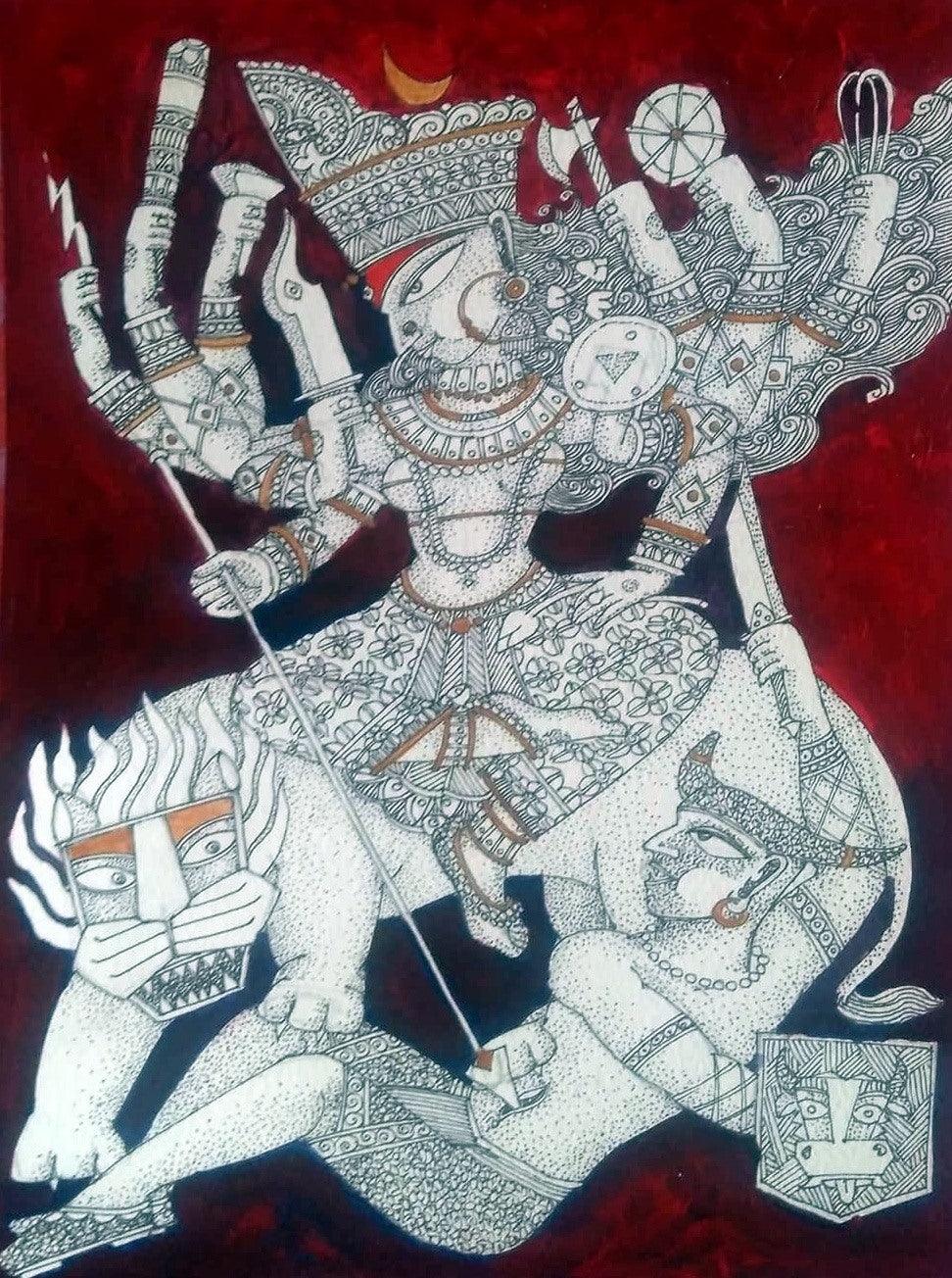 Maa Durga Drawing / Durga Mata ki Drawing /How to draw Durga Maa / Durga  Puja Drawing - YouTube