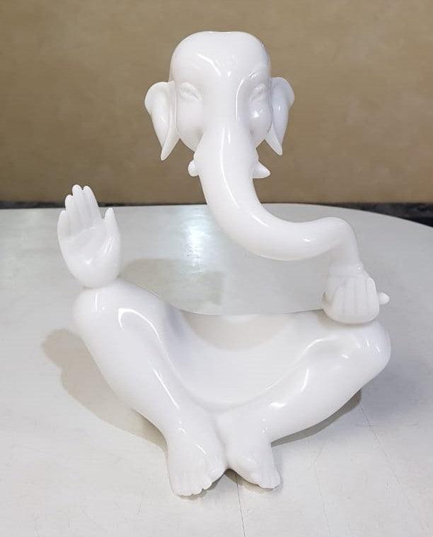 Religious sculpture titled 'Ganesha 5', 9x7x5 inches, by artist Bhagwan Rampure on Polystone, Marble