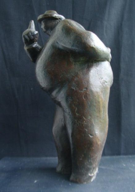 Figurative sculpture titled 'Judgement', 11x7x7 inches, by artist Somnath Chakraborty on Bronze