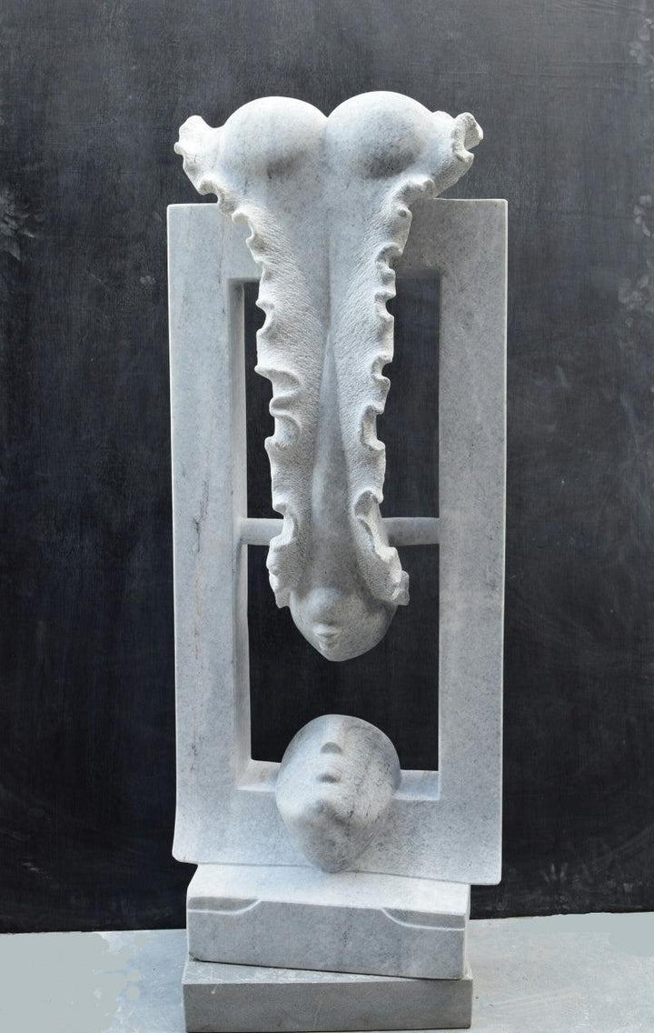 Figurative sculpture titled 'Love', 49x18x10 inches, by artist Pankaj Gahlot on Makrana Marble