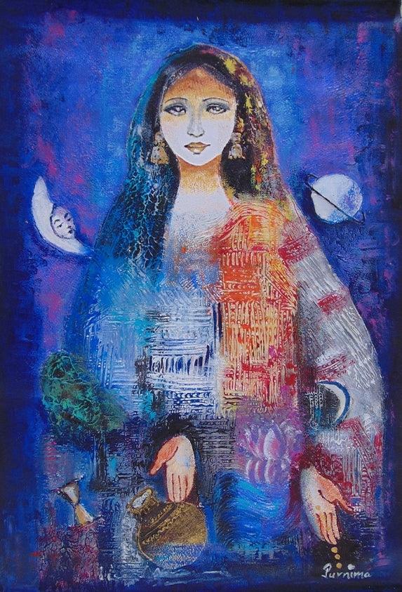 Figurative artcontent titled 'Mother Earth', 22x14 inches, by artist Purnima Gupta on canvas