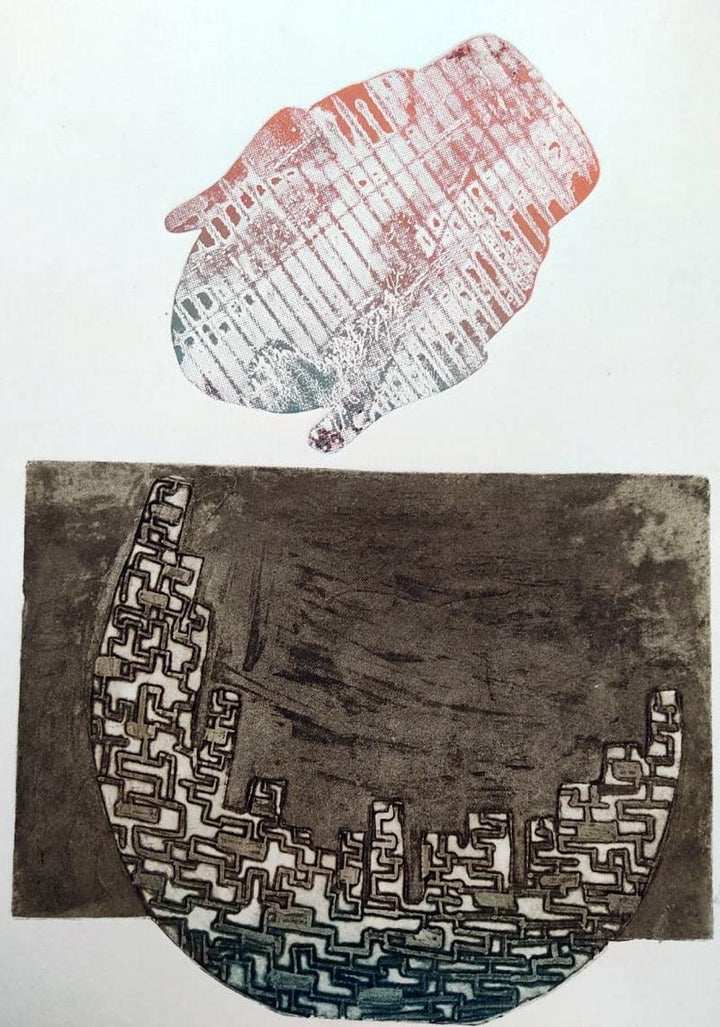 contemporary printmaking titled 'Relation', 19x14 inches, by artist Papari Thakuria on Paper