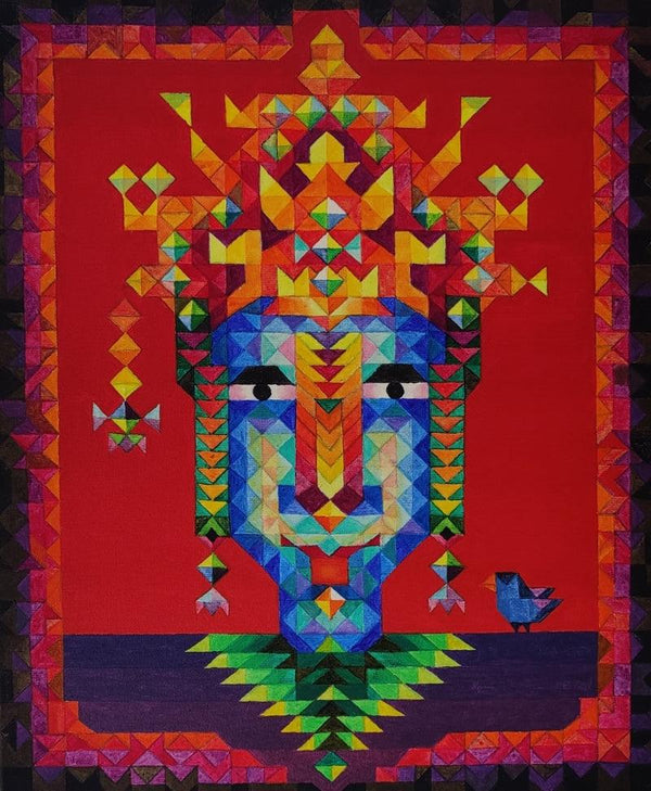 Figurative acrylic painting titled 'Shakti 3', 24x20 inches, by artist Madhukar Munde on Canvas