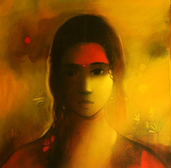 Figurative acrylic painting titled 'Sunshine', 20x20 inches, by artist Sachin Sagare on Canvas