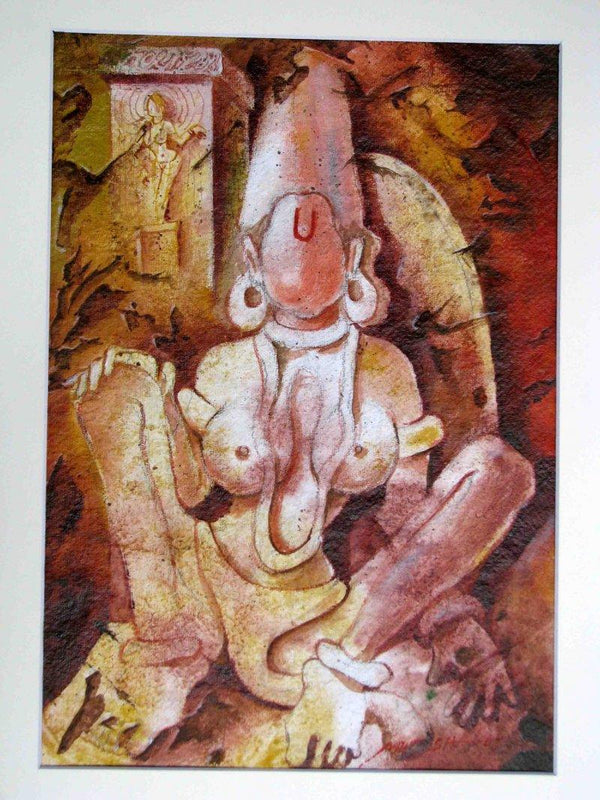 Figurative acrylic painting titled 'The Form of Sculpture VIII', 12x10 inches, by artist Mahesh Pal  Gobra on paper