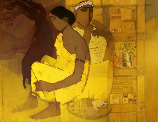 Figurative acrylic painting titled 'Toy Seller', 36x48 inches, by artist Siddharth Shingade on Canvas