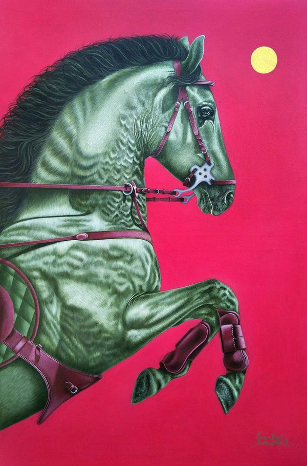 Animals acrylic painting titled 'Unstoppable 3', 48x32 inches, by artist Sanket Sawant on Canvas