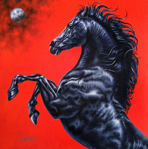 Animals acrylic painting titled 'Unstoppable', 18x18 inches, by artist Sanket Sawant on Canvas