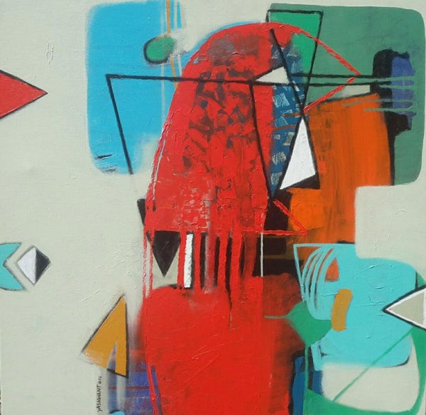 Abstract acrylic painting titled 'Untitled 1', 24x24 inches, by artist Yashwant Pawar on Canvas