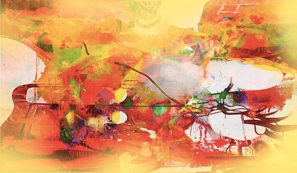 Abstract mixed media painting titled 'Untitled 2', 36x60 inches, by artist Sunil Balkawade on Canvas