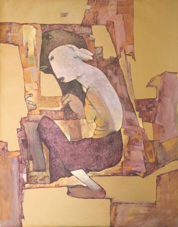 Figurative acrylic painting titled 'Untitled 2', 60x48 inches, by artist Raju Baviskar on Canvas