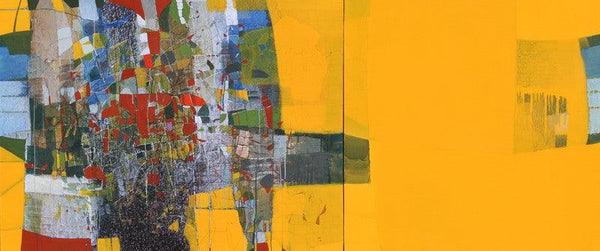 Abstract mixed media painting titled 'Untitled 20', 36x84 inches, by artist Yogesh Murkute on Canvas