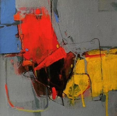 Abstract acrylic painting titled 'Untitled 26', 10x10 inches, by artist Yuvraj Devkar on Paper