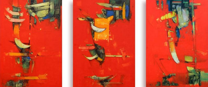 Abstract acrylic painting titled 'Untitled 30', 48x72 inches, by artist Yuvraj Devkar on Canvas