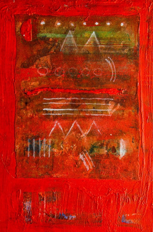 Abstract mixed media painting titled 'Untitled 32', 15x10 inches, by artist Arvind Hate on Mixedmedia