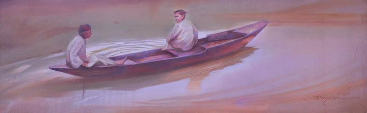 Figurative oil painting titled 'Untitled 4', 11x35 inches, by artist Dinesh Mane on Linen