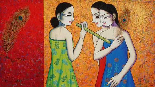 Figurative acrylic painting titled 'Untitled 5', 26x46 inches, by artist Pravin Utge on Canvas