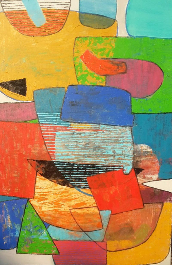 Abstract acrylic painting titled 'Untitled 5', 36x24 inches, by artist Yashwant Pawar on Canvas