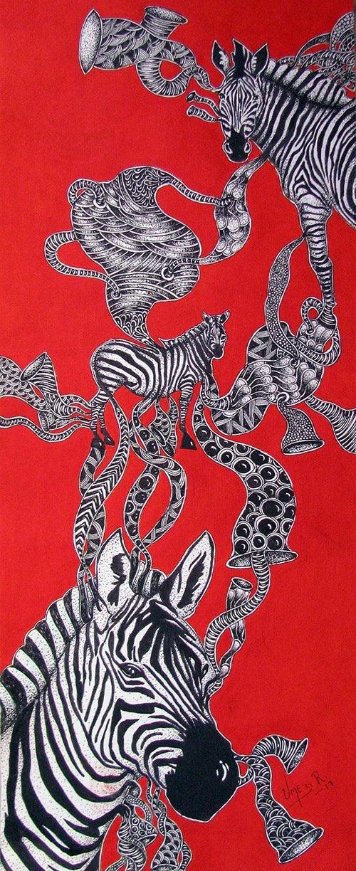 Animals acrylic painting titled 'Untitled 7', 25x10 inches, by artist Umed Rawat on Canvas