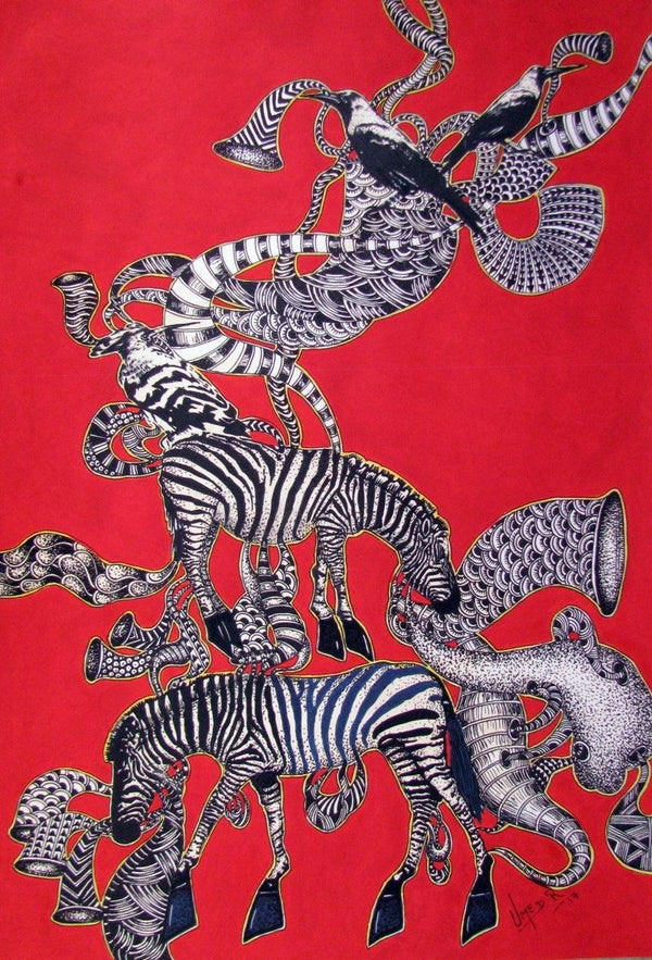 Surrealist acrylic painting titled 'Untitled 9', 19x13 inches, by artist Umed Rawat on Paper