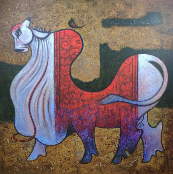 Animals acrylic painting titled 'Untitled', 62x62 inches, by artist Ramesh Gujar on Canvas