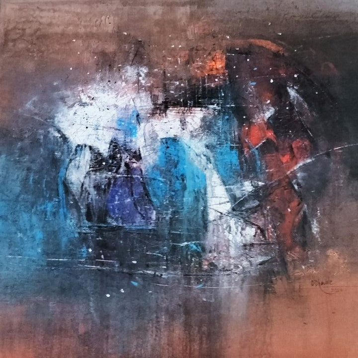 Abstract acrylic painting titled 'Untitled', 48x48 inches, by artist Dnyaneshwar Dhavale on Canvas