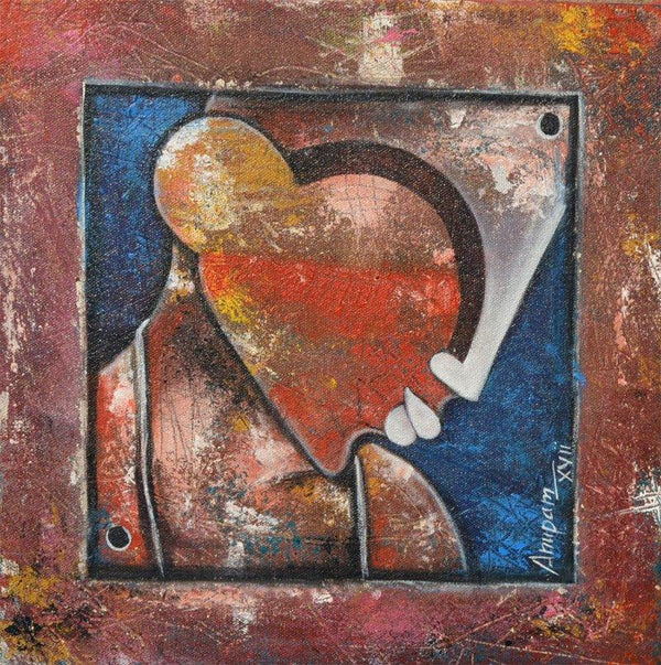 Figurative acrylic painting titled 'Untitled', 12x12 inches, by artist Anupam Pal on Canvas