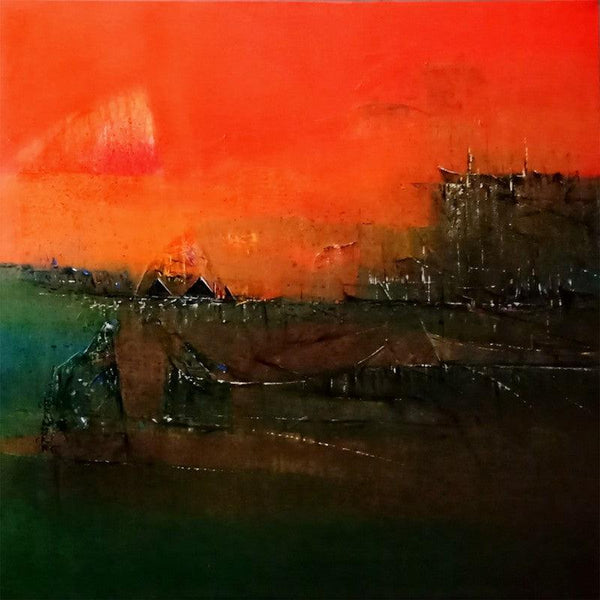 Abstract acrylic painting titled 'Untitled', 48x48 inches, by artist Dnyaneshwar Dhavale on canvas