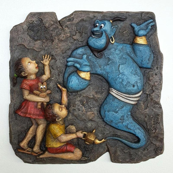 Figurative mixed media titled 'Untitled', 22x22 inches, by artist Shashikant Charbe on Fiberglass On Board