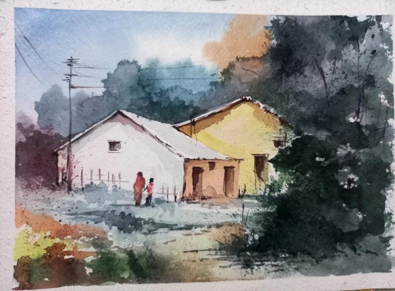 Normal Drawing paper watercolor landscape drawing /Village scenery  Watercolor Painting for beginners | Watercolor scenery, Basic watercolor, Landscape  drawings