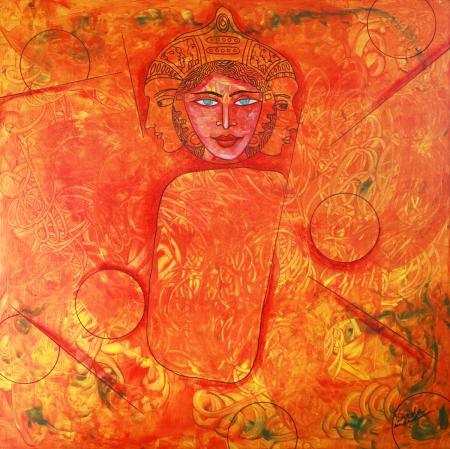 Figurative acrylic painting titled 'A Girl', 48x60 inches, by artist DADA on Canvas