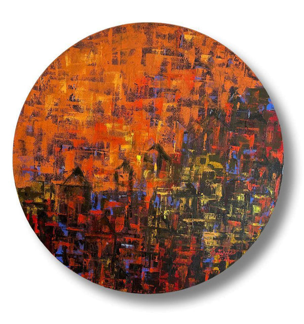 Abstract oil painting titled 'A Little Of You A Little Of Me', 24x24 inches, by artist Karishma Wadhwa on Canvas