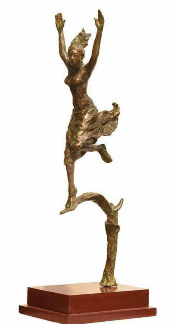 Figurative sculpture titled 'A Moment', 17x11x8 inches, by artist Chaitali Chanda on Bronze