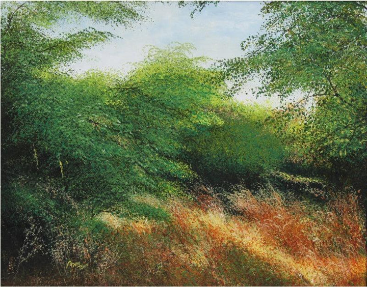 Nature acrylic painting titled 'A Sunny Day', 24x30 inches, by artist VIMAL CHAND on Canvas