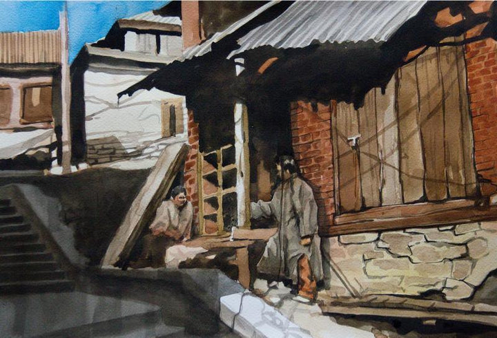 Landscape watercolor painting titled 'Aab Rang Kashmir 07', 24x30 inches, by artist Suhail Naqshbandi on Paper