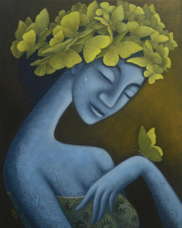 Figurative acrylic painting titled 'Aafreen', 30x24 inches, by artist Uttam Bhattacharya on Canvas