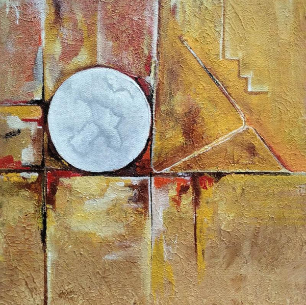 Abstract acrylic painting titled 'Abstract Art 5', 12x12 inches, by artist Paresh More on Canvas Board