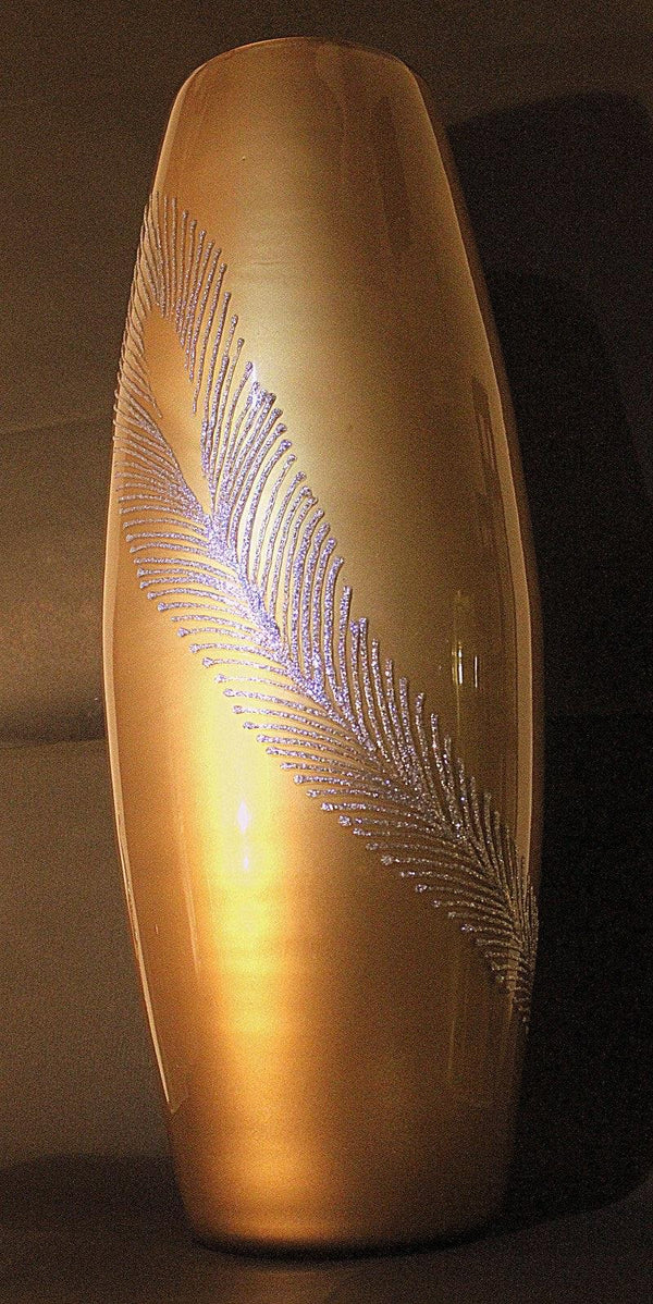 Abstract glass art titled 'Abstract feather', 24x20x20 inches, by artist Shweta Vyas on glass