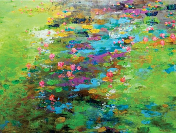 Nature acrylic painting titled 'Abstract Nature 2', 48x60 inches, by artist Nandita Richie on Canvas
