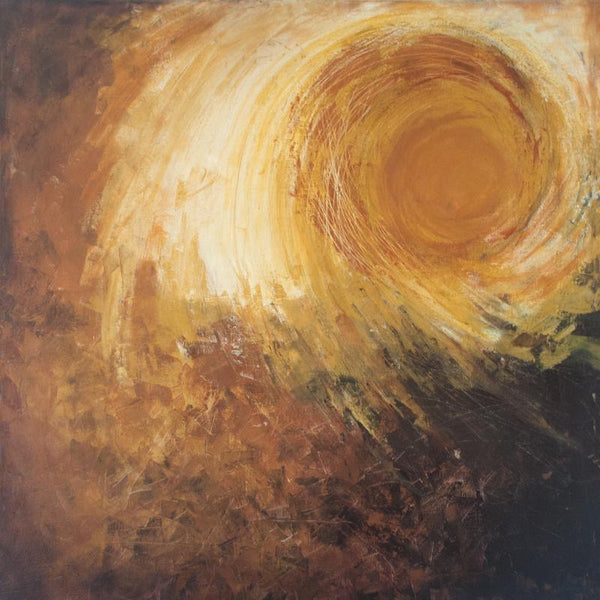 Abstract acrylic painting titled 'Abstract Sun', 36x36 inches, by artist Sanjay Akolikar on Canvas