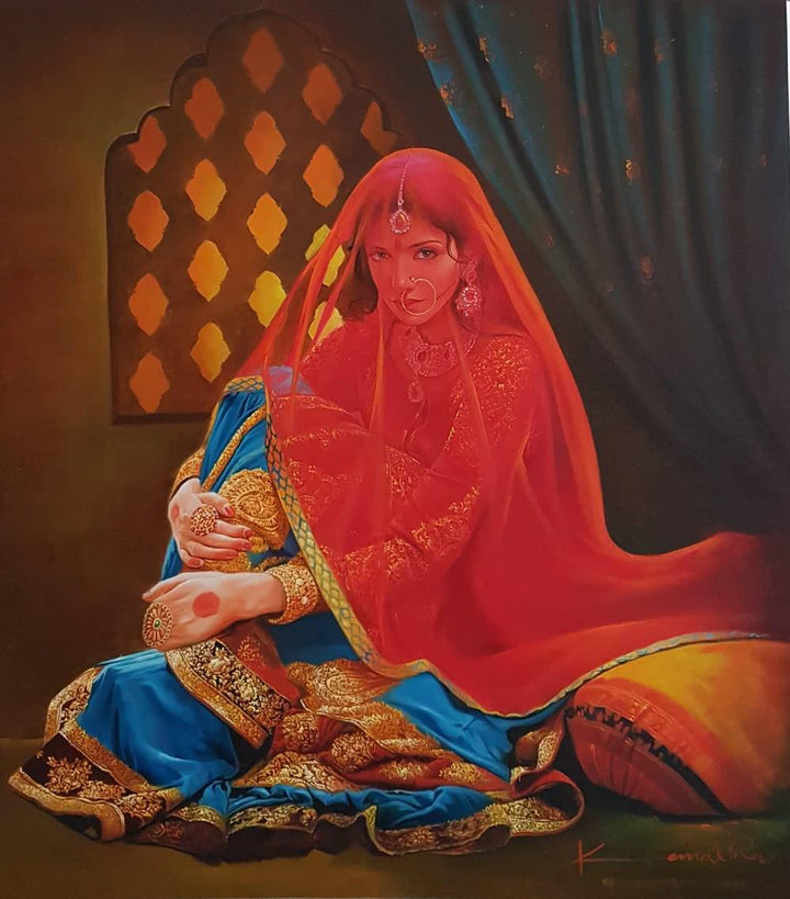 Figurative oil painting titled 'Adaa', 39x44 inches, by artist Kamal Rao on Canvas