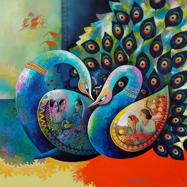 Animals acrylic painting titled 'Affection 14', 36x36 inches, by artist Sanjay Tandekar on Canvas