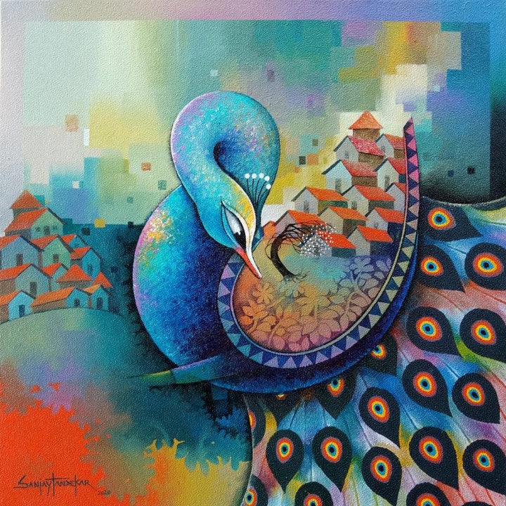 Figurative acrylic painting titled 'Affection 15', 24x24 inches, by artist Sanjay Tandekar on Canvas